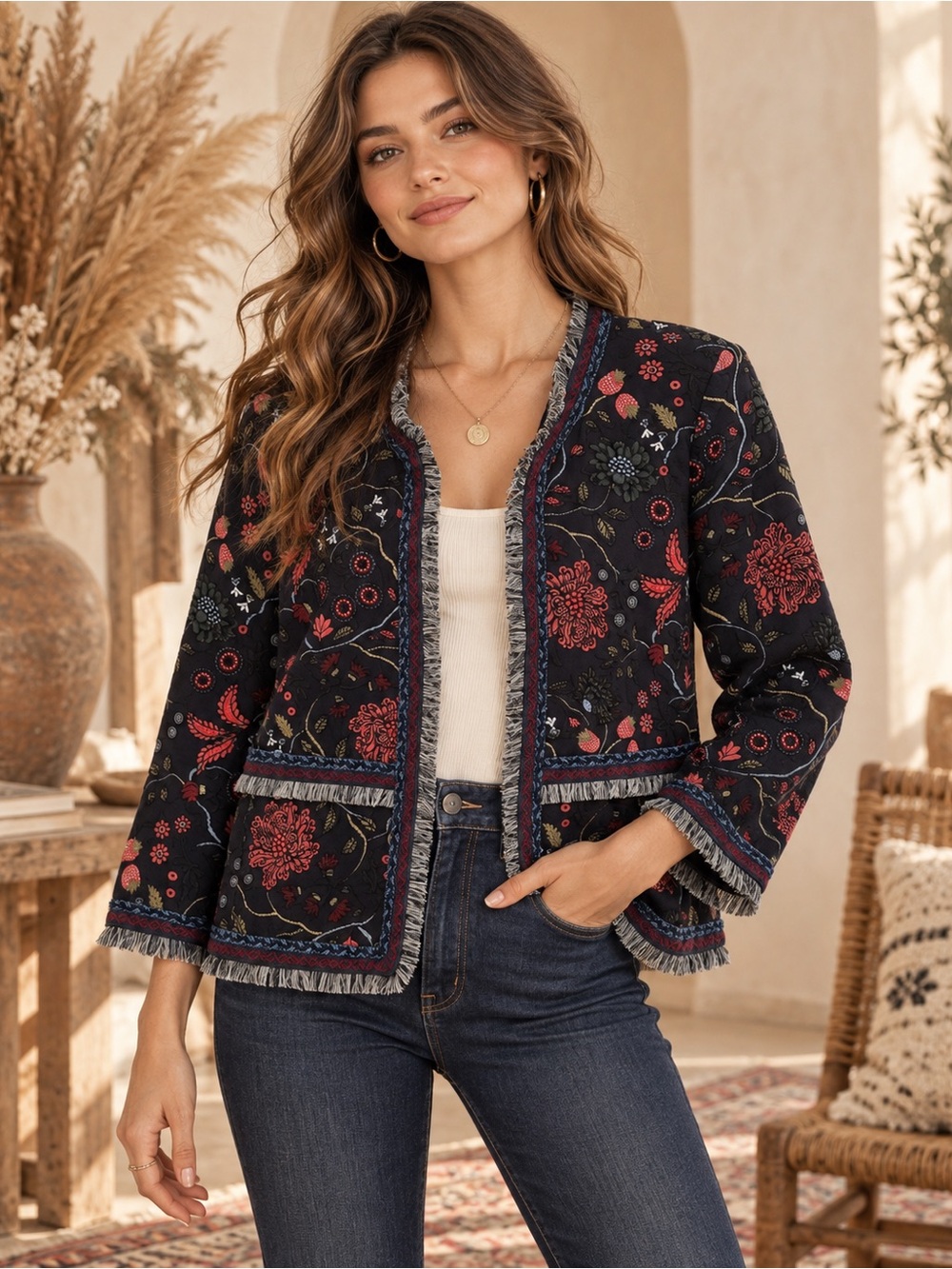 Loft Boho Tapestry Blazer Jacket